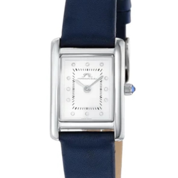 Porsamo Bleu Karolina Luxury Diamond Rectangular Women\'s Genuine Leather Band Wa